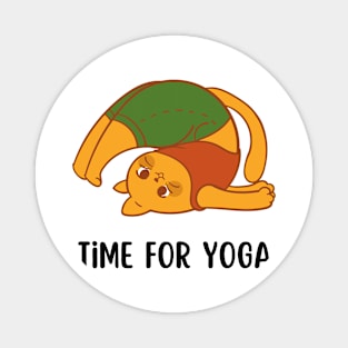 Multicoloured Illustrated Cat Time For Yoga Magnet